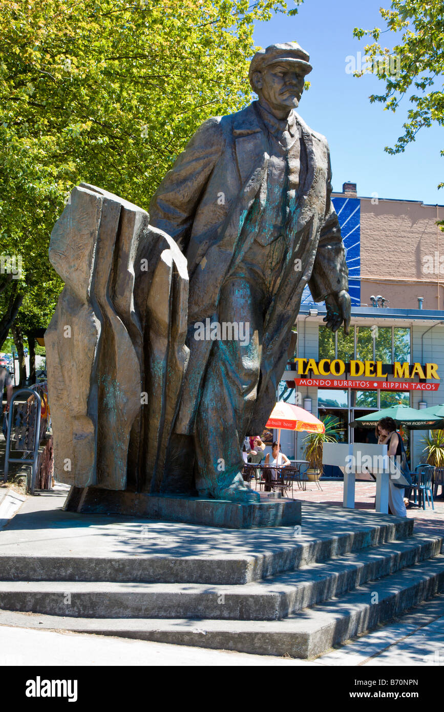 Bronze sculpture of Lenin in Fremont neighborhood of Seattle Stock