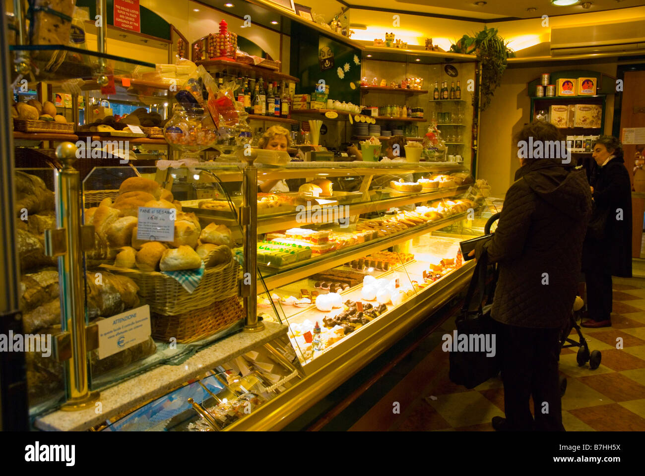 Cafe bakery interior in Venice Italy Europe Stock Photo, Royalty Free