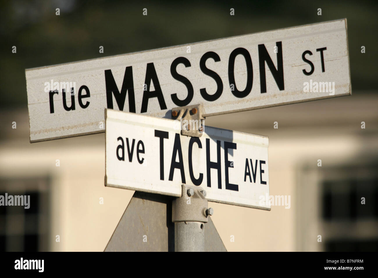 Bilingual Street Sign, St Boniface, Winnipeg, Manitoba, Canada Stock Photo, Royalty Free Image