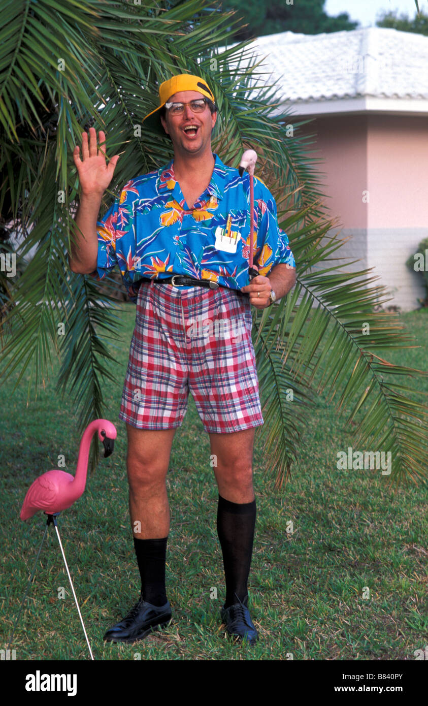 Badly Dressed Florida Man Waving Stock Photo, Royalty Free 