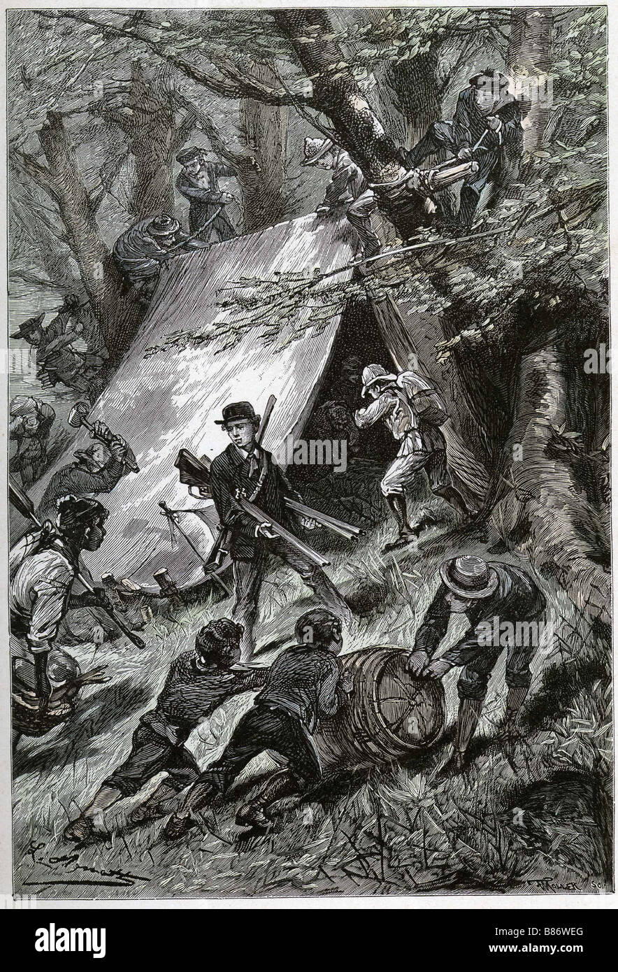 Jules Verne, 'Two Years Holiday', illustration Stock Photo, Royalty