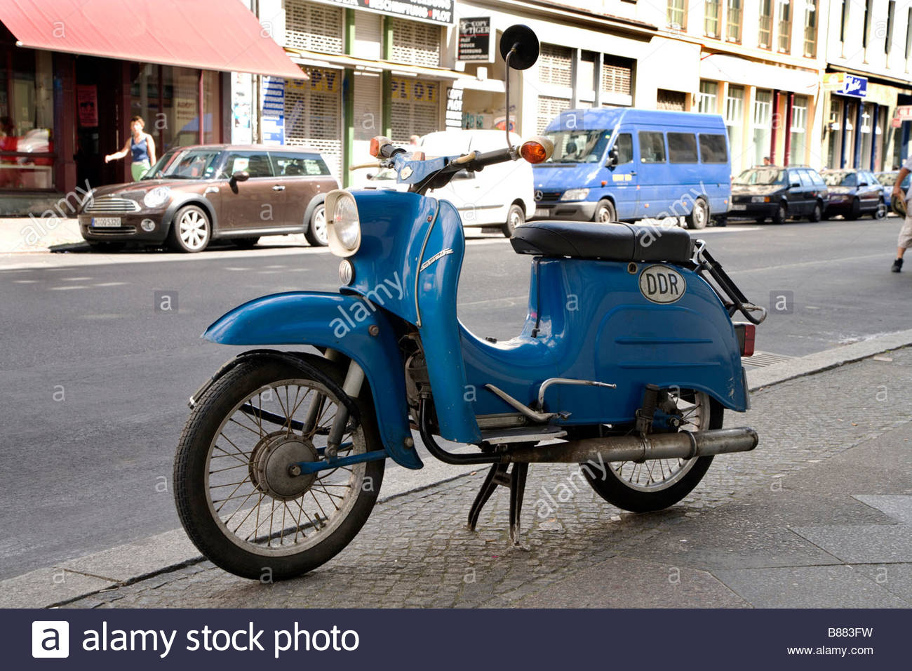 Blue Old DDR Motor Scooter Germany Berlin Kreuzberg Blue Old DDR Motor Scooter Germany Berlin Kreuzberg