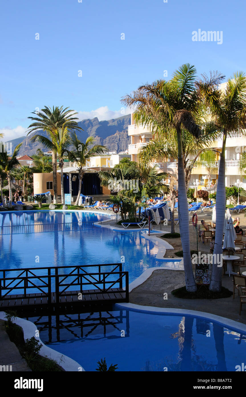 Hotel Swimming Pools Complex Tenerife Canary Islands Stock Photo