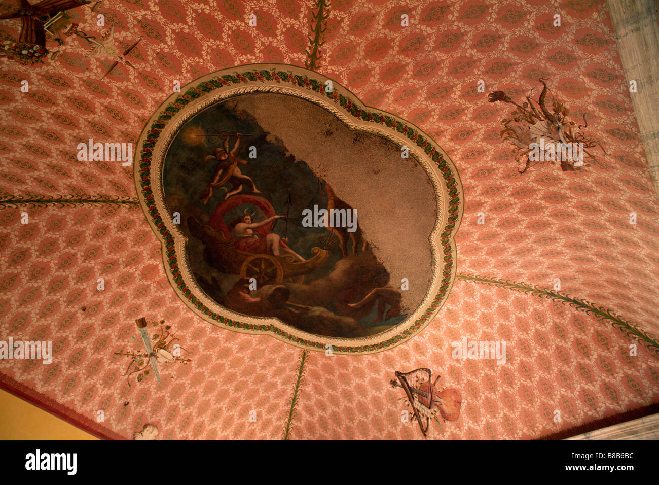 italy, calabria, santa severina, castle interior, ceiling frescos italy, calabria, santa severina, castle interior, ceiling frescos