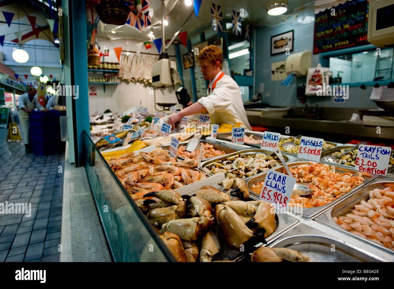 Fishmonger at Fish Market Beresford Street St Helier Jersey Channel
