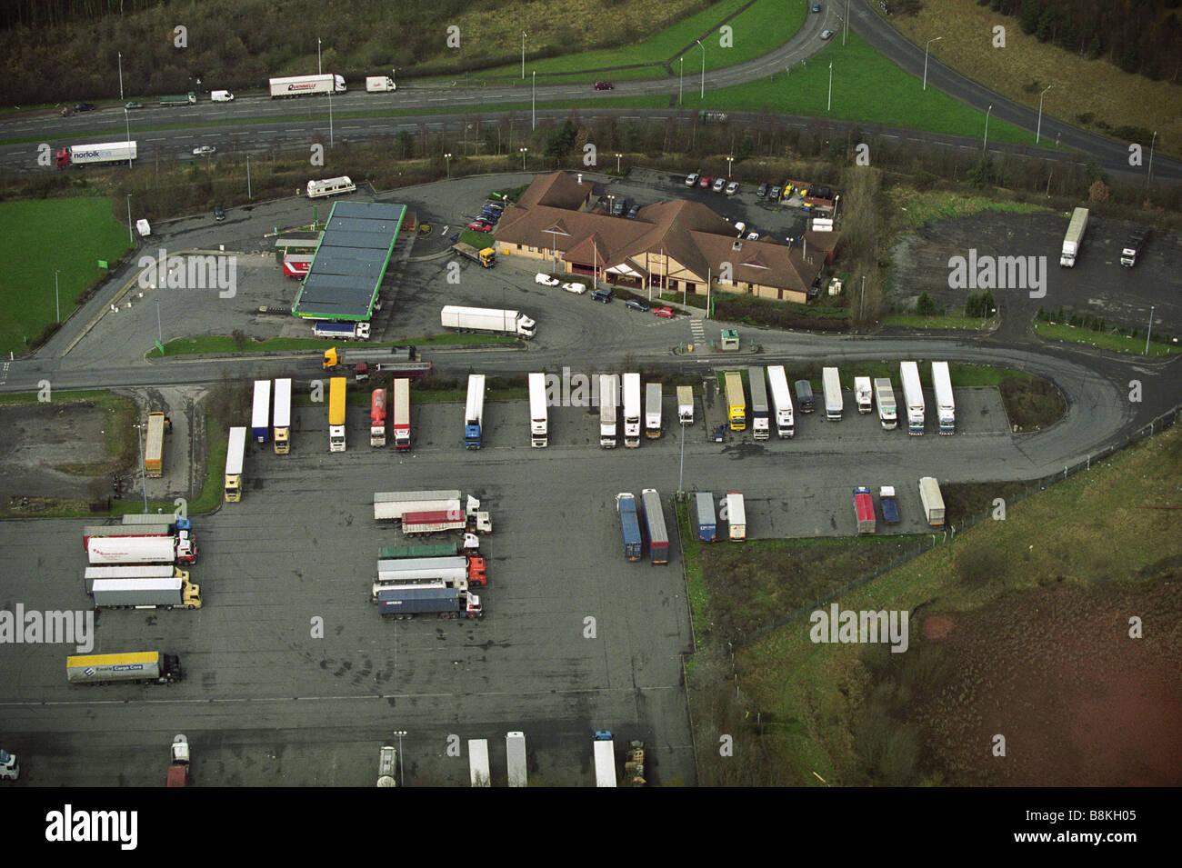 Aerial view of Truck Stop at Featherstone Wolverhampton West Midlands