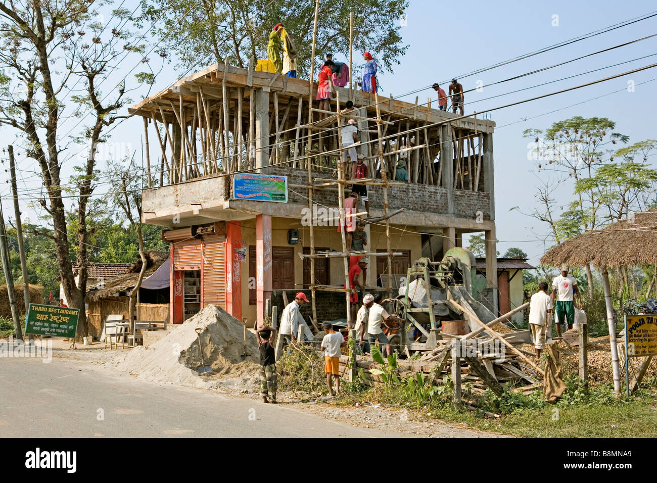 Building a house in sauraha village royal chitwan national park nepal