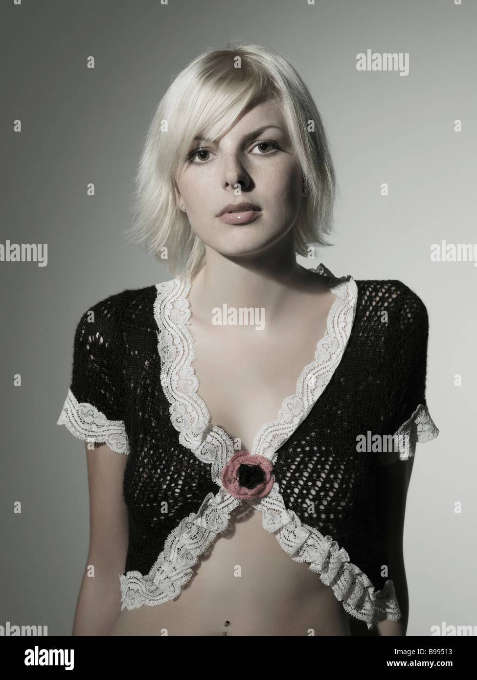 Studio Portrait Of Blonde Woman Stock Photo Alamy
