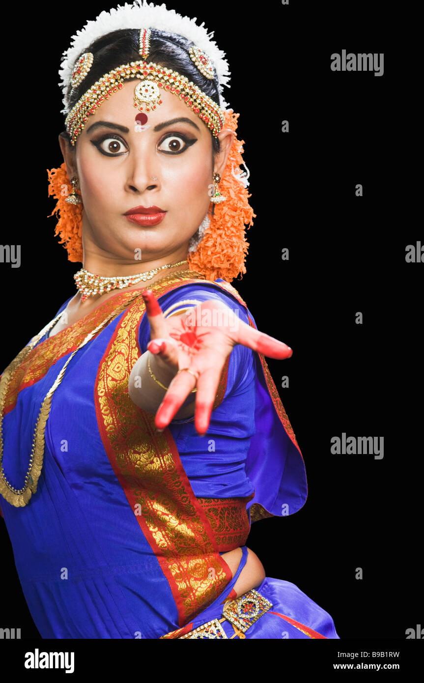 South Indian Woman performing Bharatnatyam the classical dance of Stock