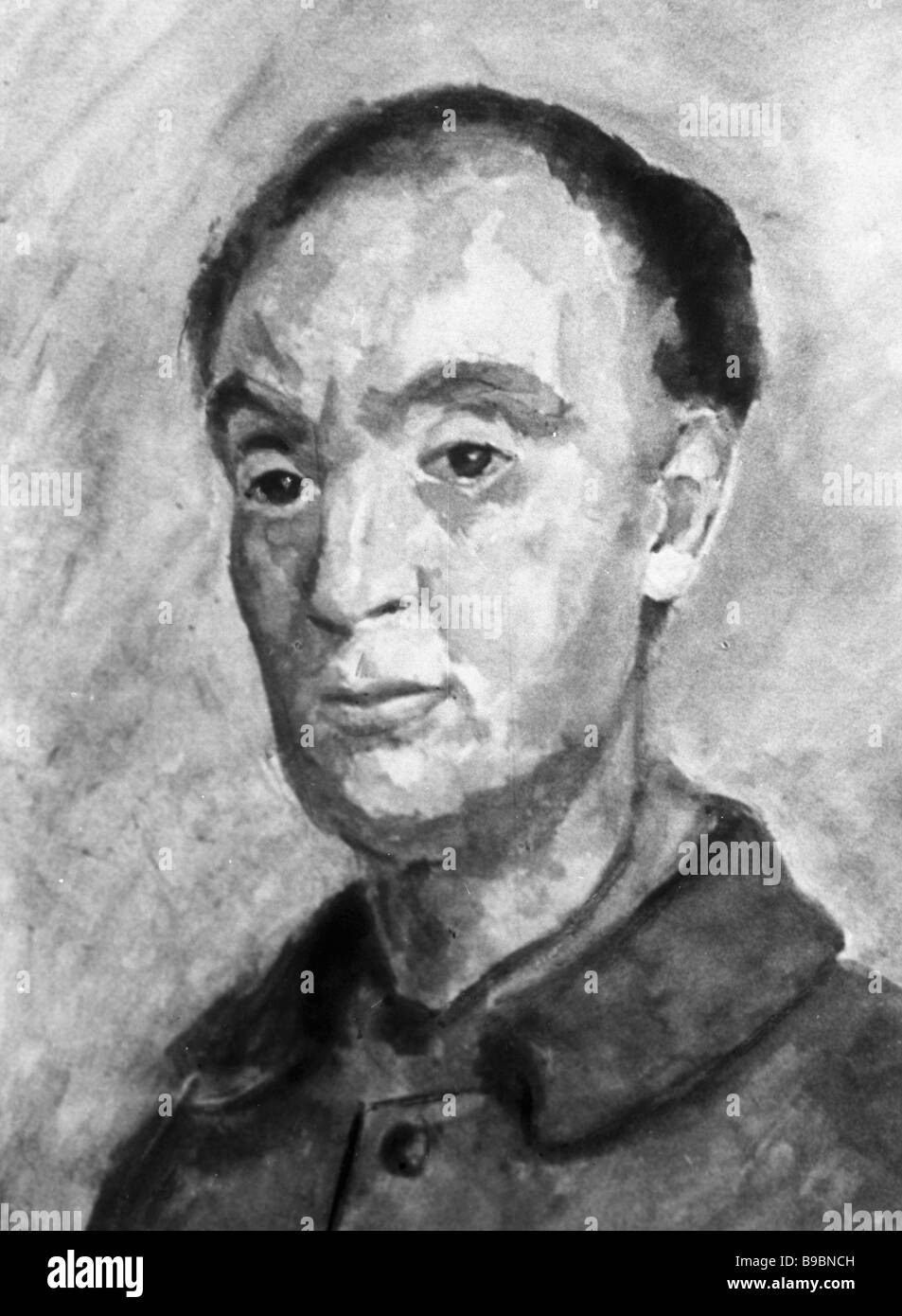 Reproduction of self portrait of Soviet painter <b>Robert Falk</b> Stock Photo - reproduction-of-self-portrait-of-soviet-painter-robert-falk-B9BNCH