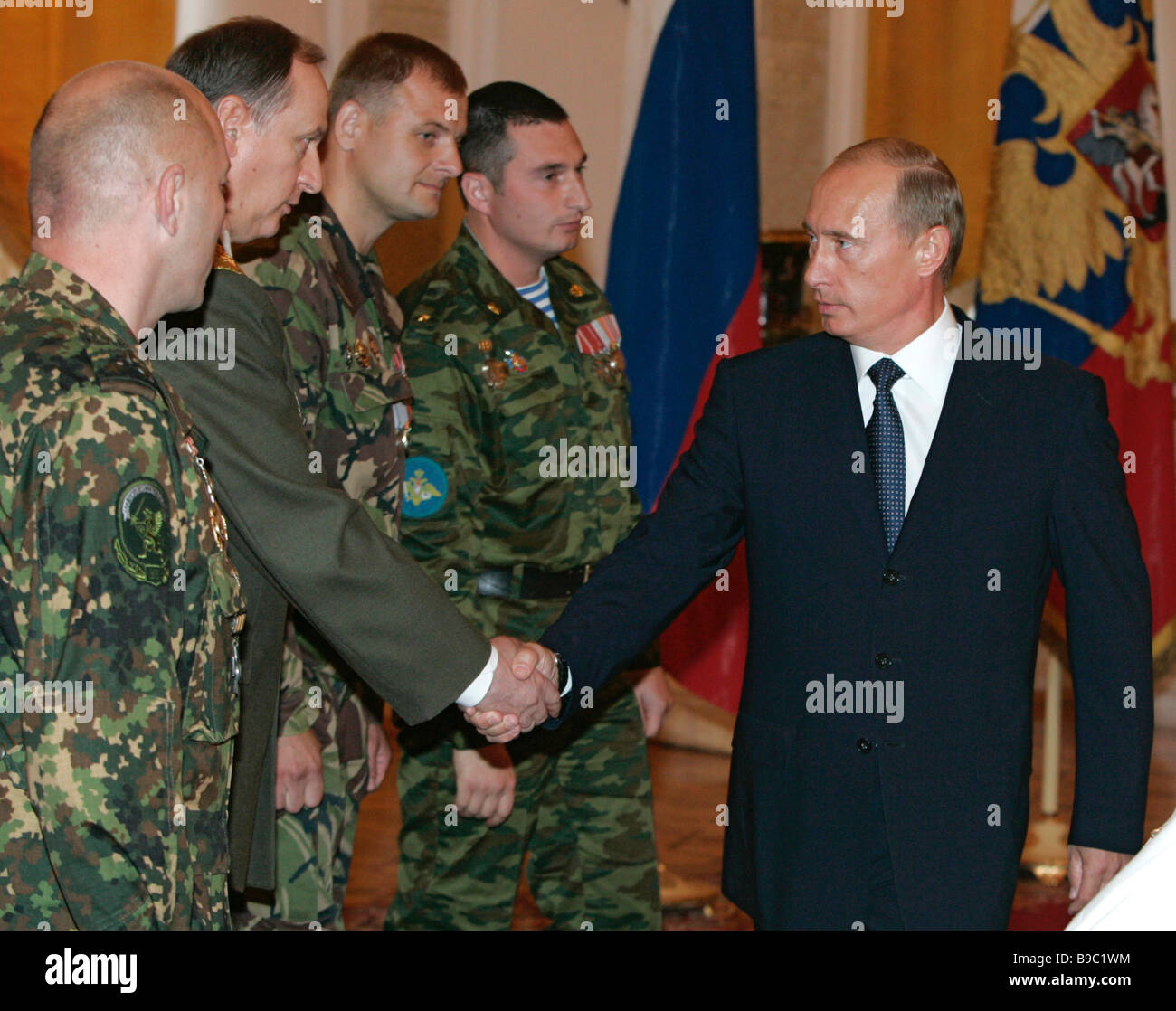 FSB Director Nikolai Patrushev second left and Russian President Stock ...