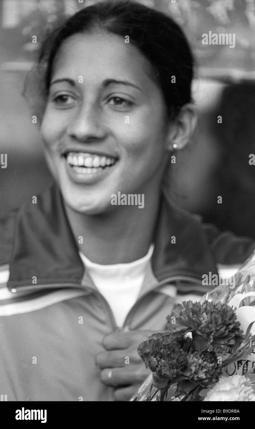 Cuban <b>Maria Caridad</b> Colon Olympic javelin throwing champion after contest at ... - cuban-maria-caridad-colon-olympic-javelin-throwing-champion-after-B9DRBA
