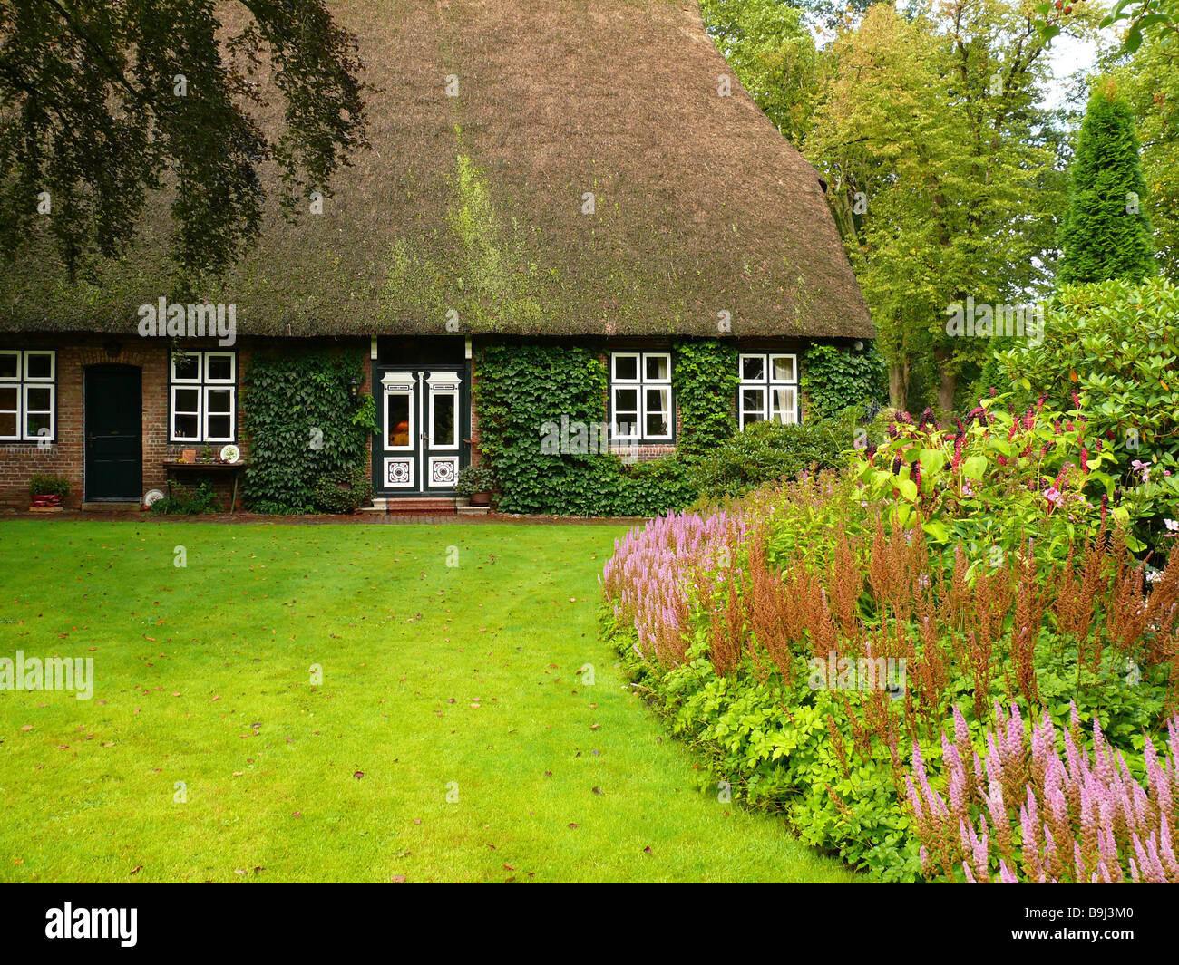 Germany SchleswigHolstein eyrie thatched roofhouse garden summer