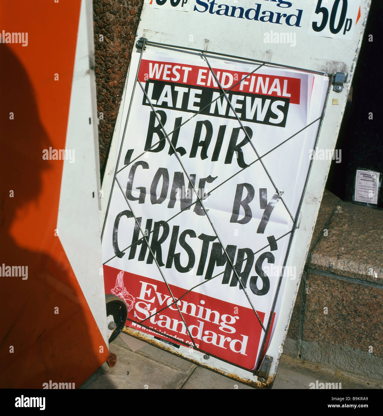TONY BLAIR "Blair Gone By Christmas" newspaper headlines on an Stock