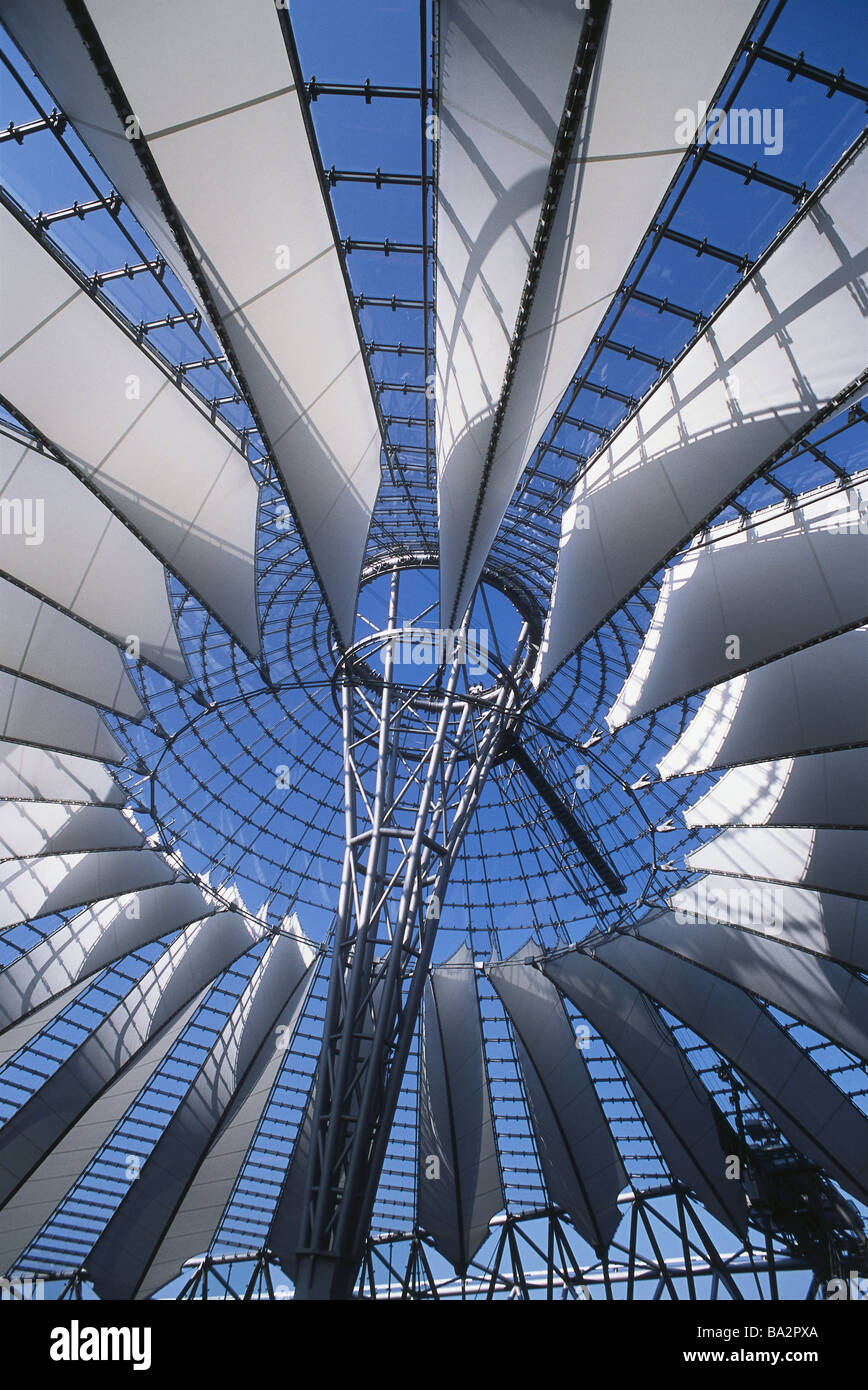 Germany berlin potsdam place sony center dome detail from below business house inner courtyard roof glass roof glass dome glass