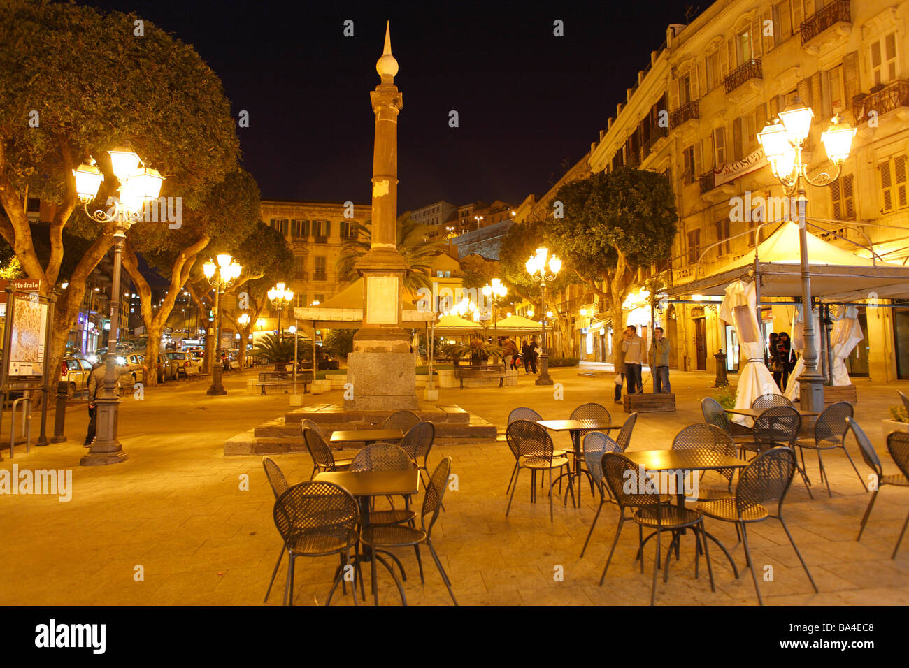 Piazza Yenne, Cagliari, Sardinia, Italy Stock Photo, Royalty Free Image