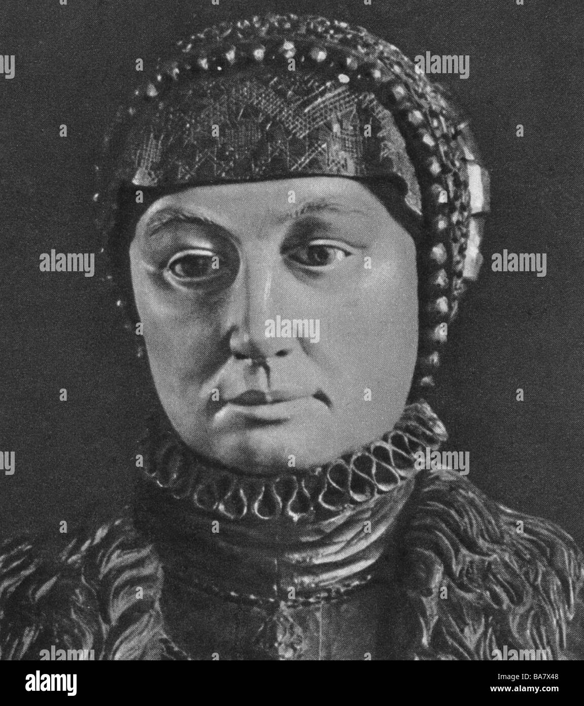 Stock Photo - Uttmann, Barbara, 1514 - 15.10.1575, German inventor of bobbin lace making, portrait, face of a carved figure from the 16th cent - uttmann-barbara-1514-15101575-german-inventor-of-bobbin-lace-making-BA7X48