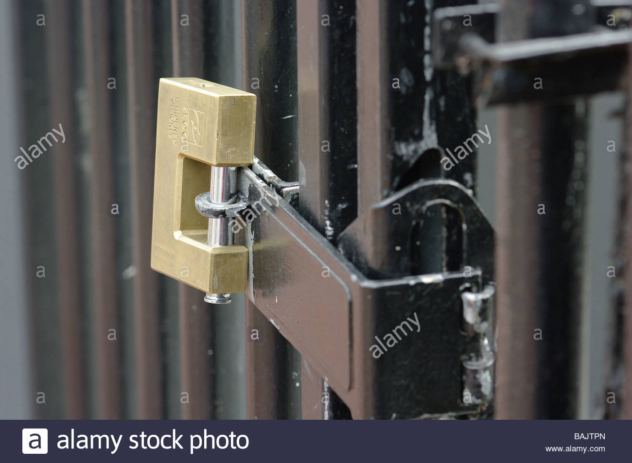 African security PADLOCK LOCKS PADLOCKED LOCKED DOOR GATE HASP HASPS Stock Photo, Royalty Free