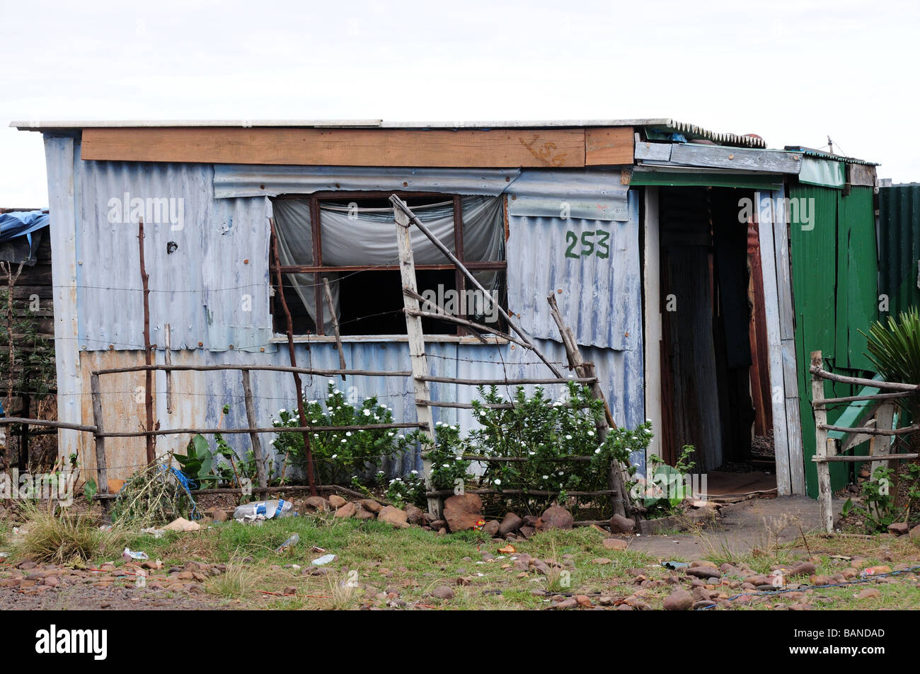 Galvanised Zinc shack in a township Swellendam south Africa Stock Photo
