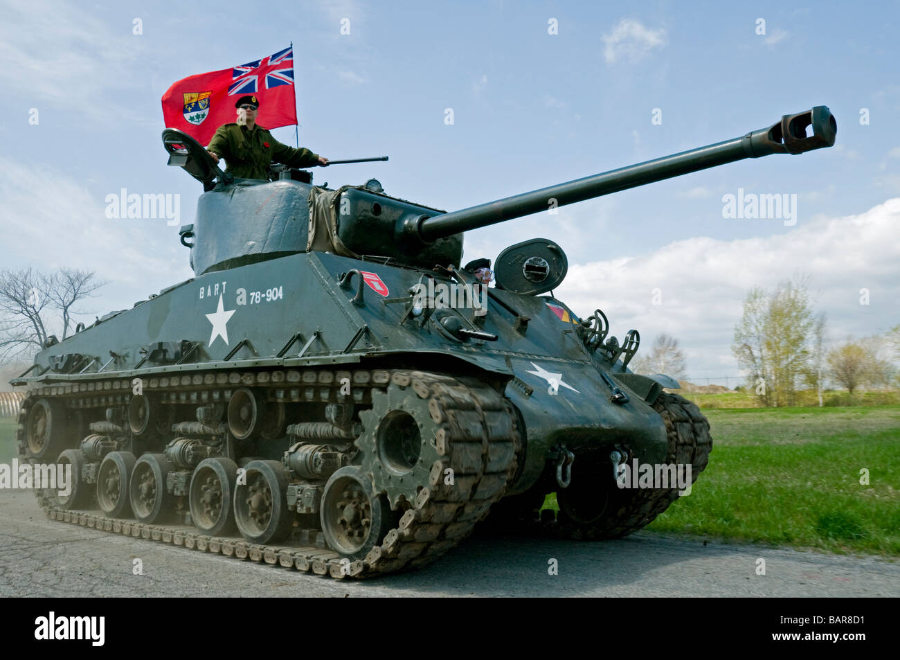 A Fully Restored Iv Sherman Tank Flying The World War Two
