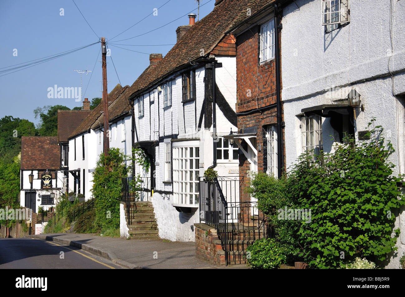 Period houses, High Street, Old Oxted Village, Oxted, Surrey Stock