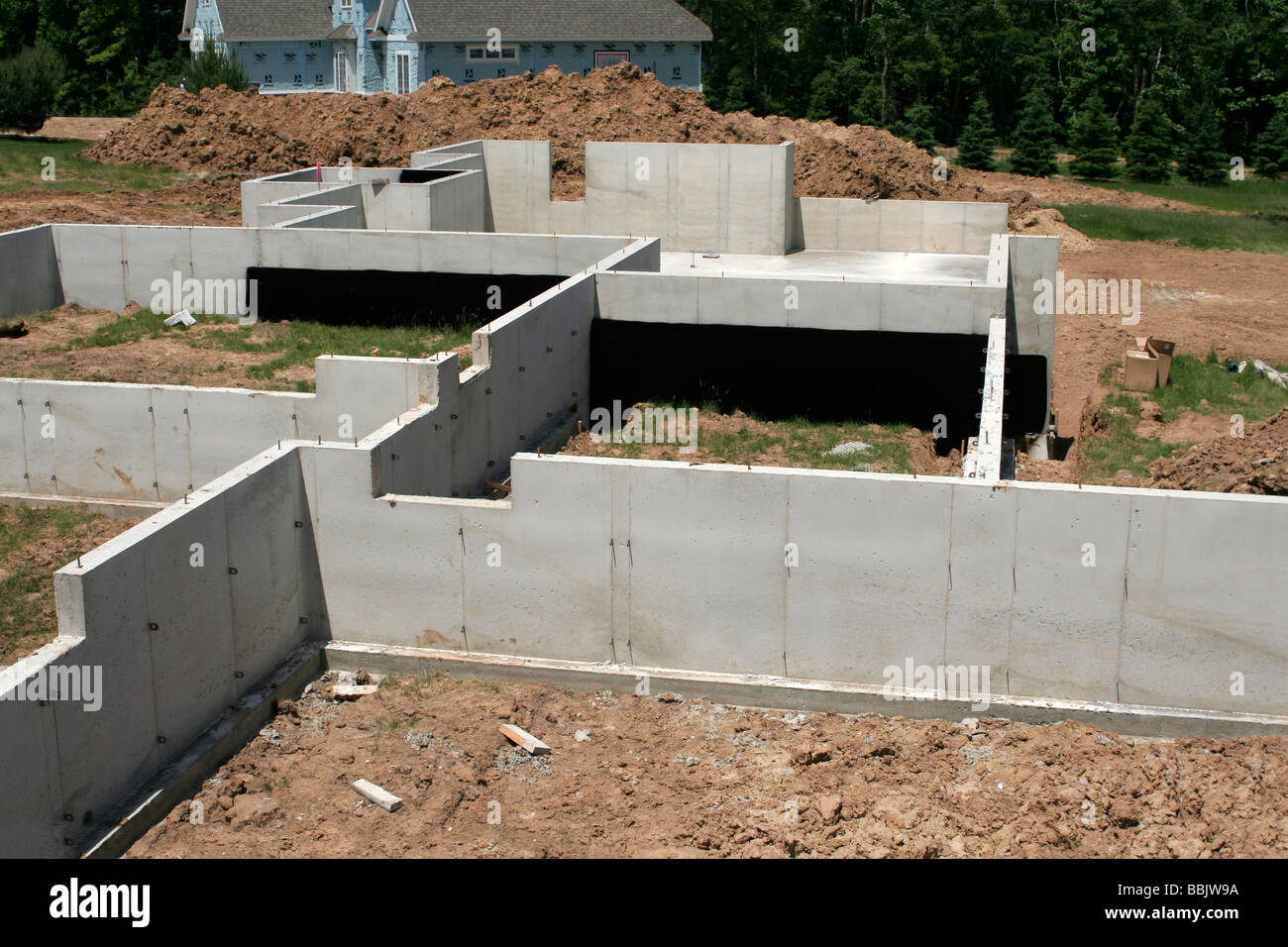 Labyrinth Of Poured Concrete Basement Walls In New Home