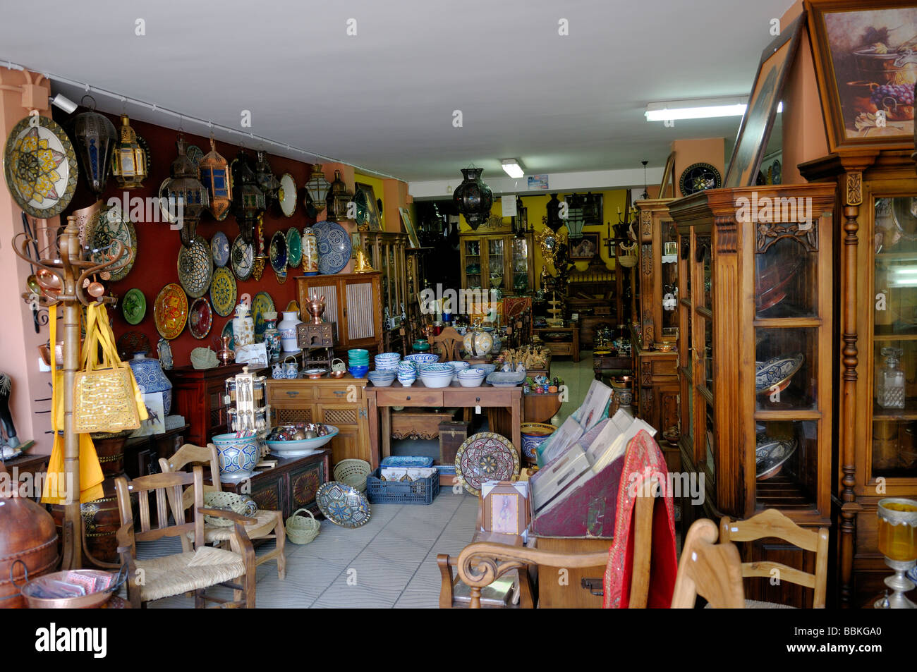 Interior of gift antique souvenir shop in Ronda Andalucia Spain Stock