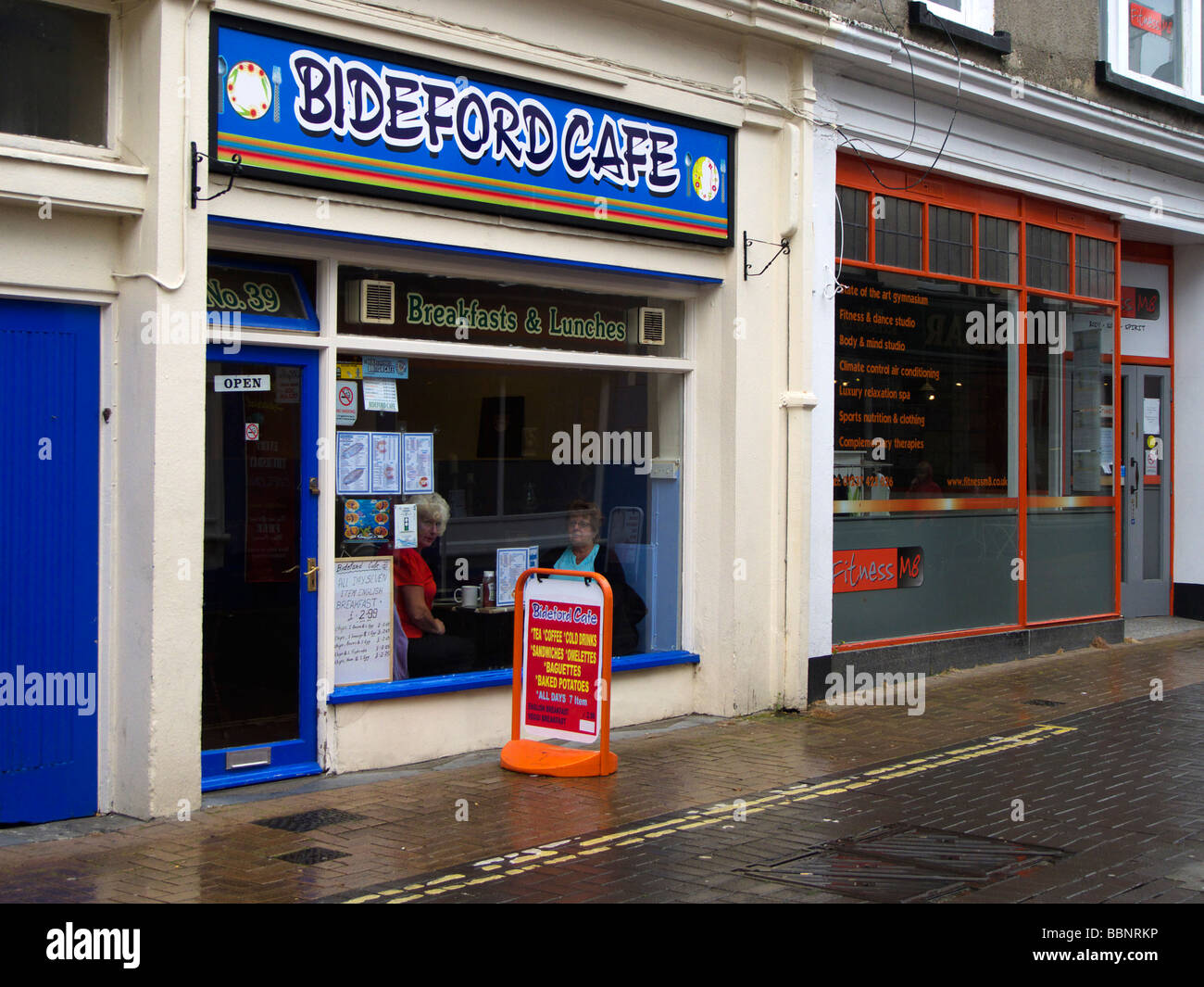 Shops, Pubs and Cafes in Bideford North Devon England UK Stock Photo, Royalty Free Image