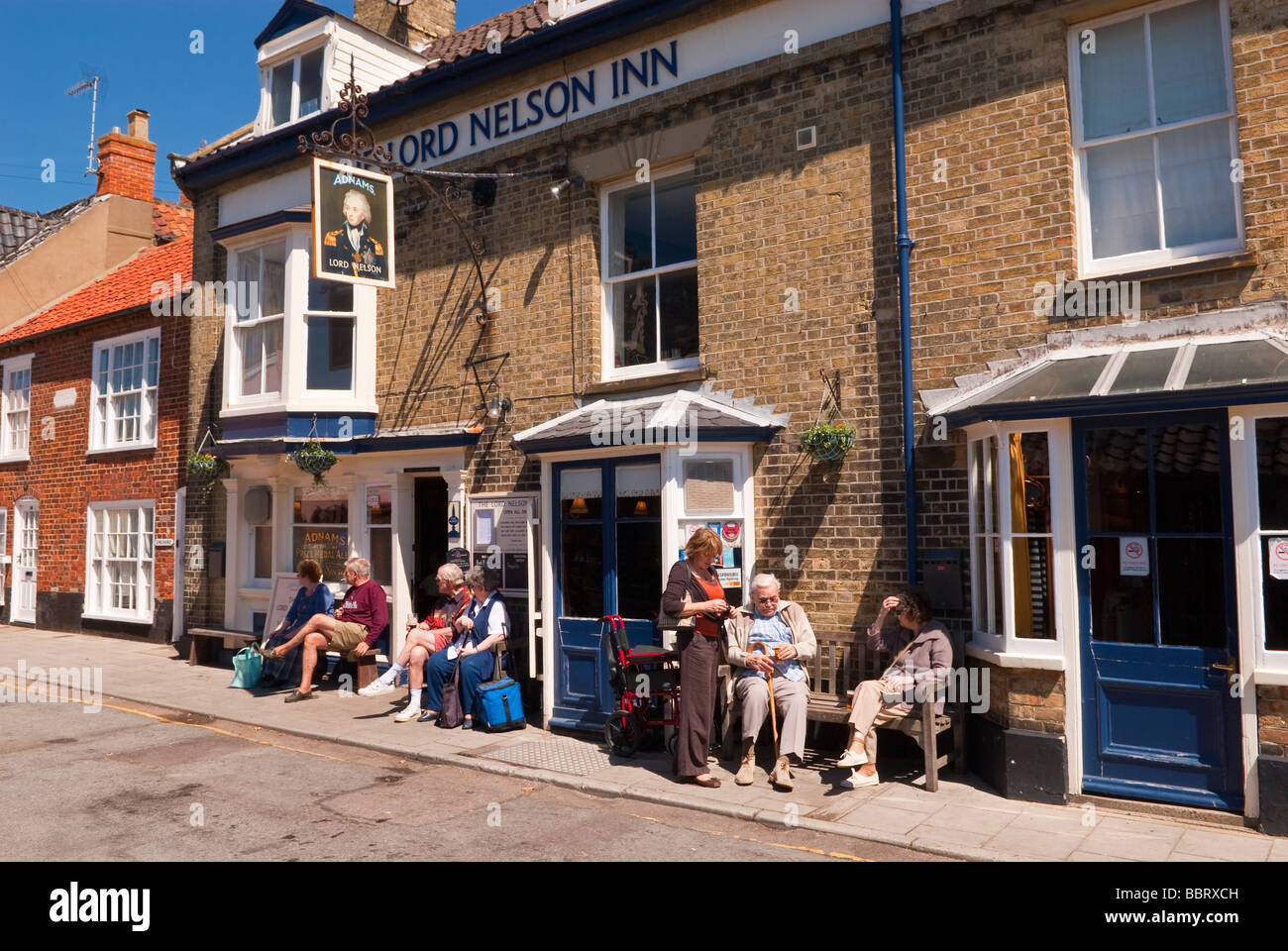 The Lord Nelson pub ( Adnams ) in Southwold Suffolk Uk with customers