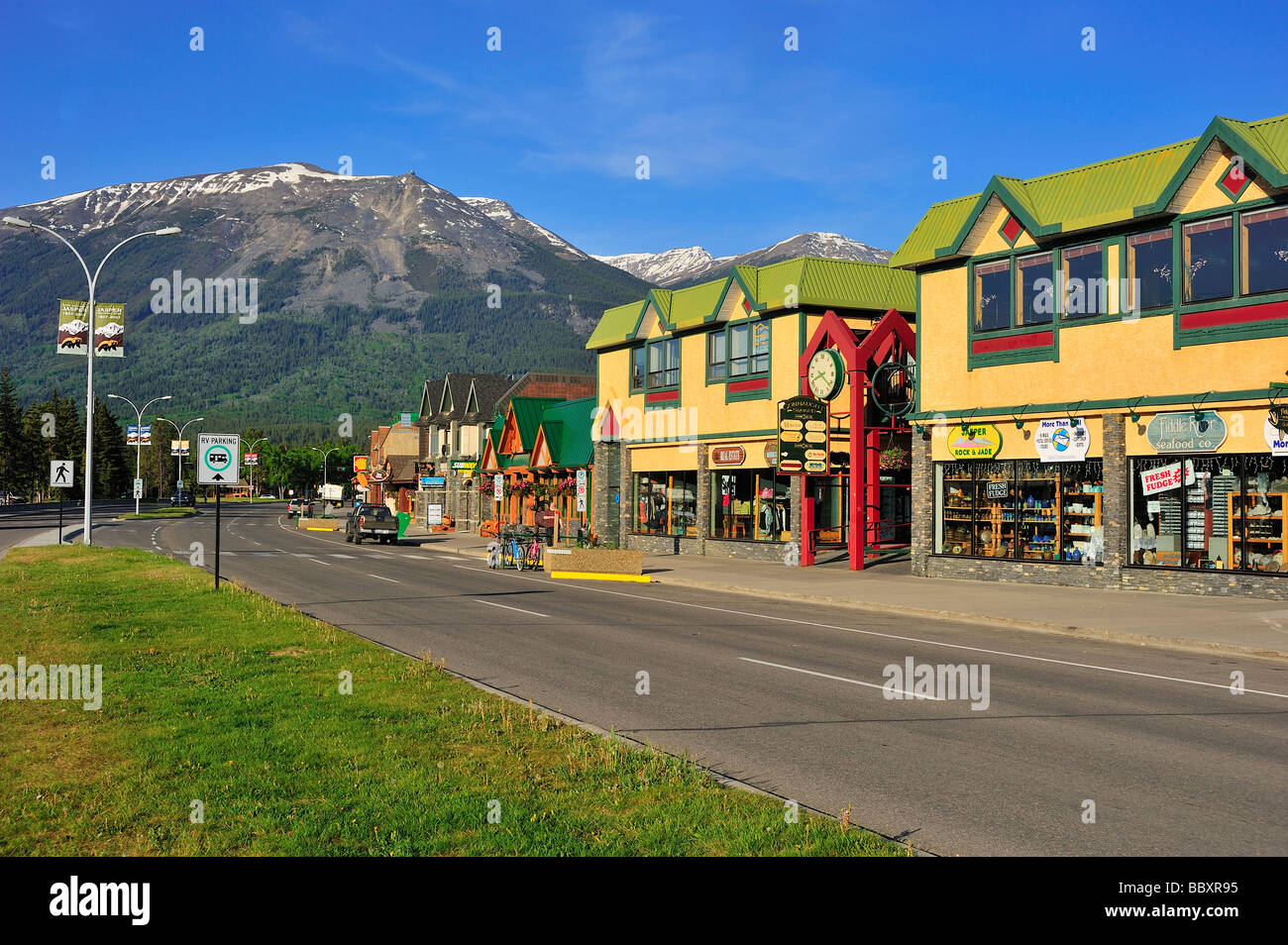 Main street town of Jasper Alberta Stock Photo, Royalty Free Image