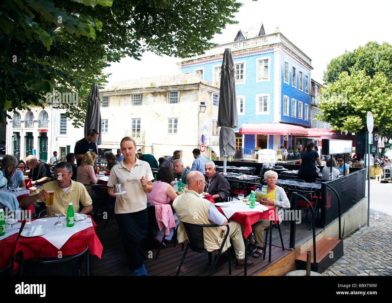 restaurant outside, Sintra, Portugal Stock Photo, Royalty Free Image