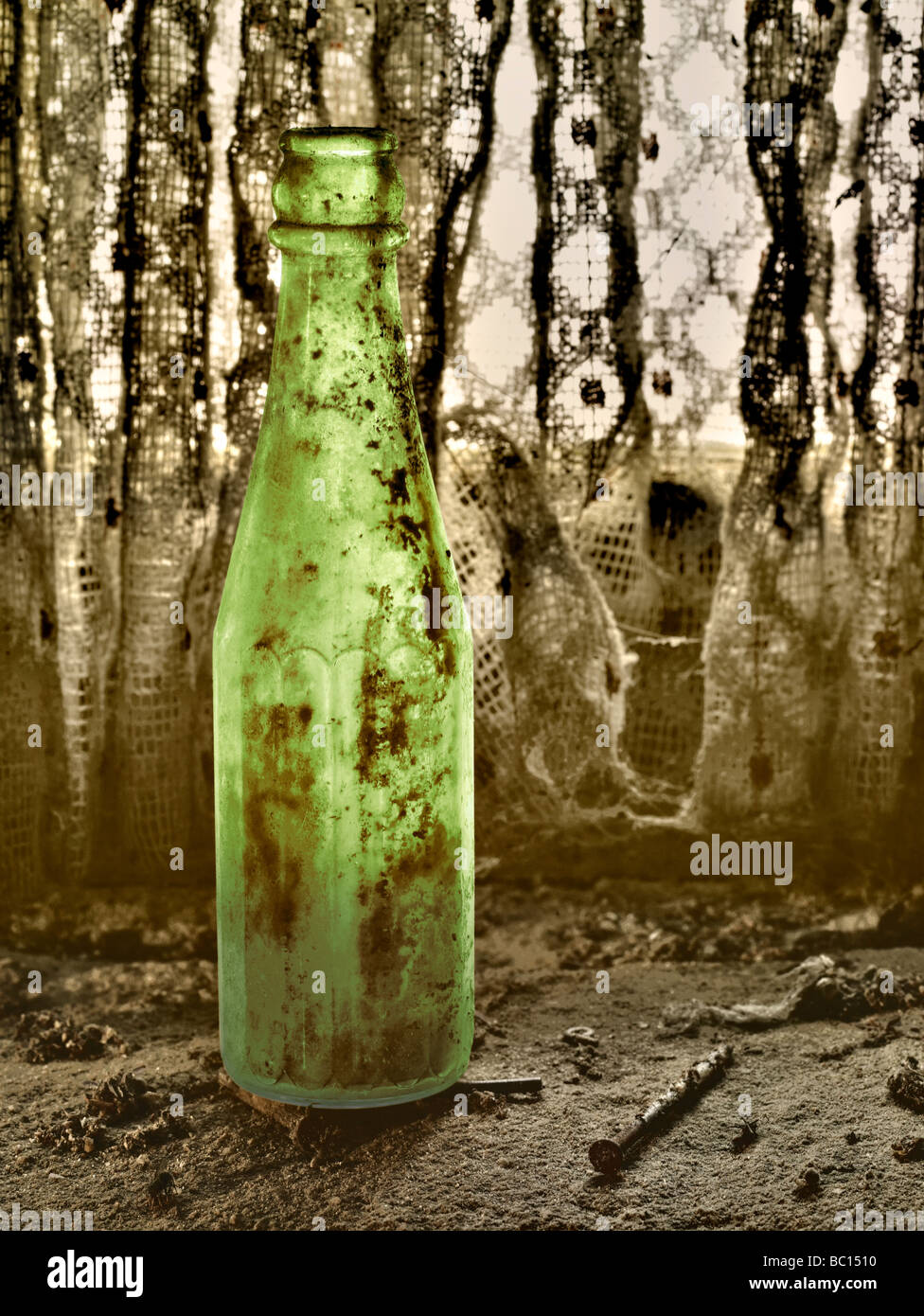 Old Dusty Dirty Bottle On Window Sill Stock Photo, Royalty Free Image 24612140 Alamy