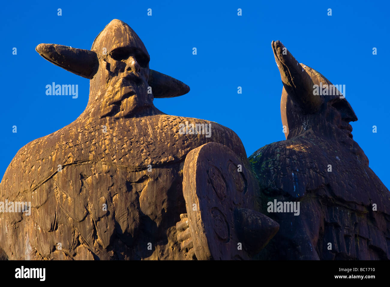 England, Tyne Wear, Jarrow, Viking statue. Raids wereexperienced on