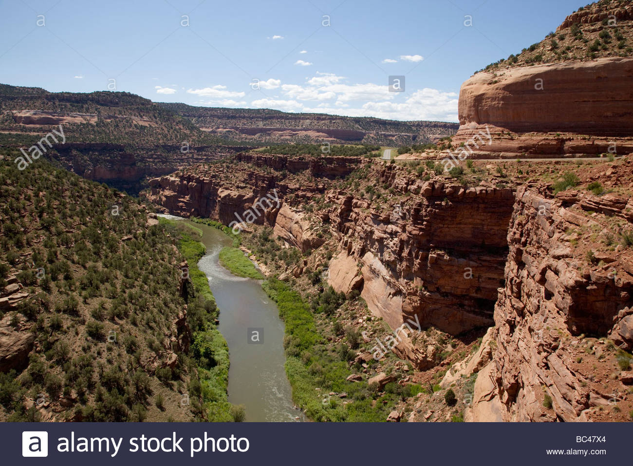 Hanging Flume Dolores River Canyon southwestern Colorado Stock Photo