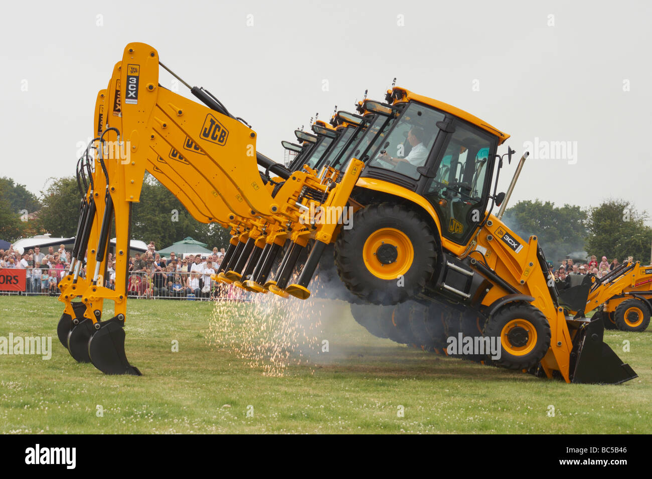 JCB 'dancing diggers' acrobatic display at the Derbyshire County Show