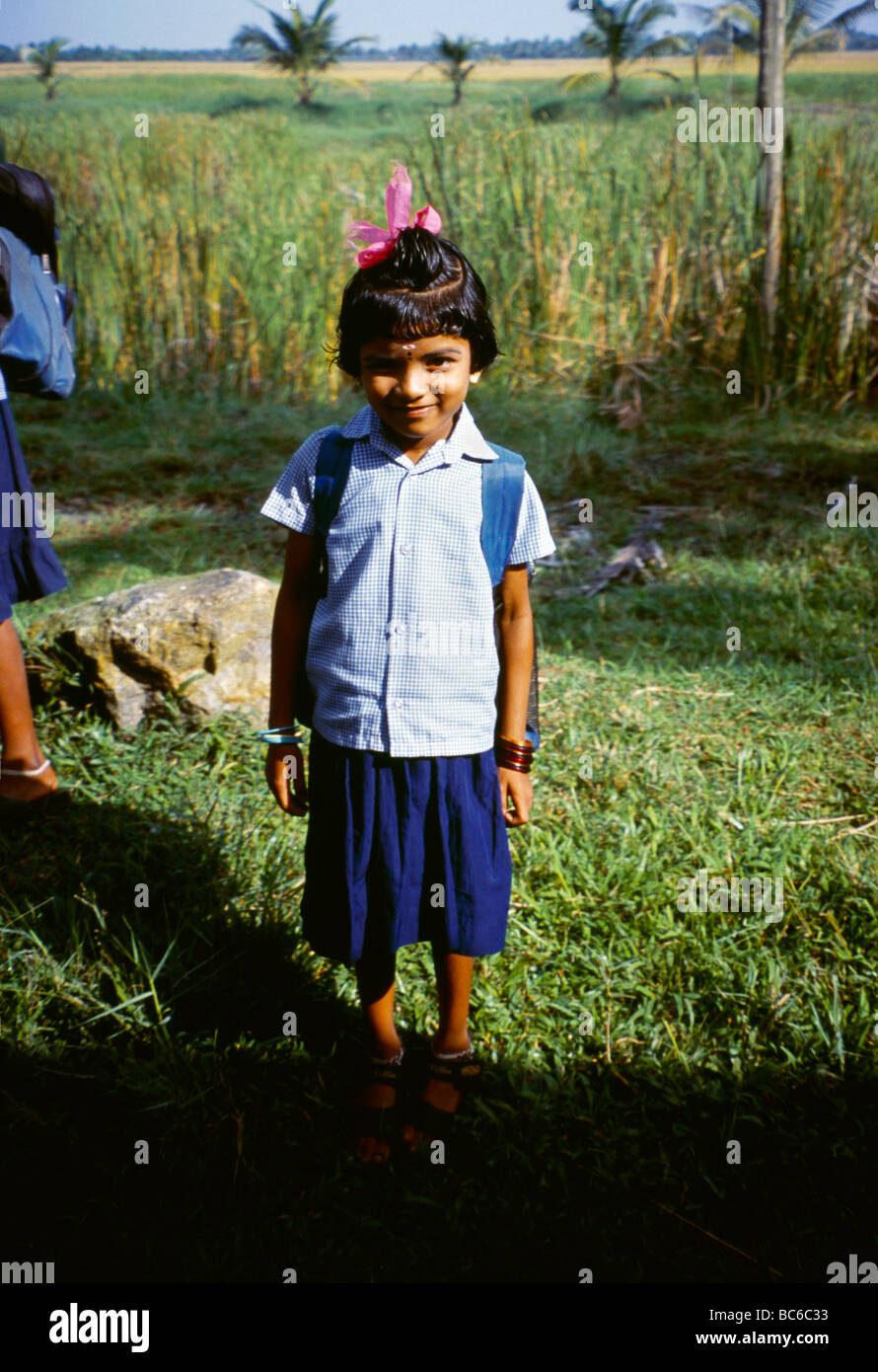 Kerala India Kerala Backwaters Young Girl In School Uniform Stock Photo, Royalty Free Image