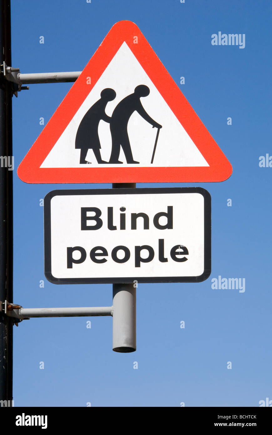 Road traffic sign showing blind people crossing the road Stock Photo