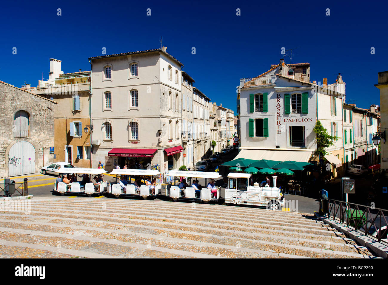 tourist train Arles Provence France Stock Photo, Royalty Free Image