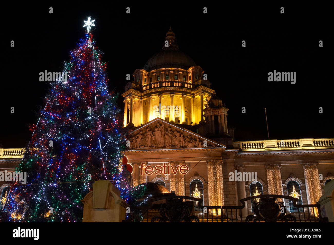 christmas tree and christmas lights at belfast city hall christmas tree and christmas lights at belfast city hall