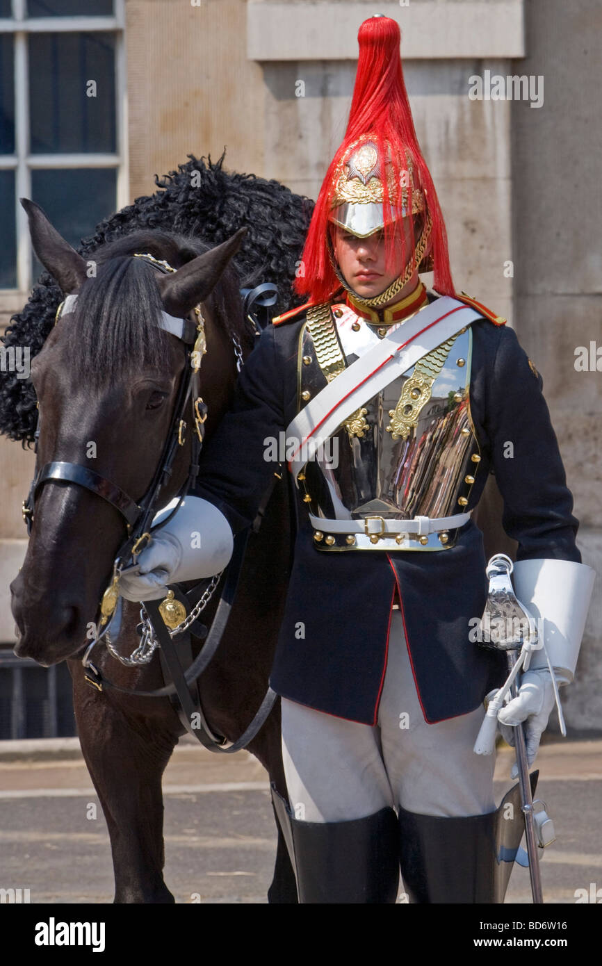 Trooper from the Blues and Royals Household Cavalry Horseguards Stock