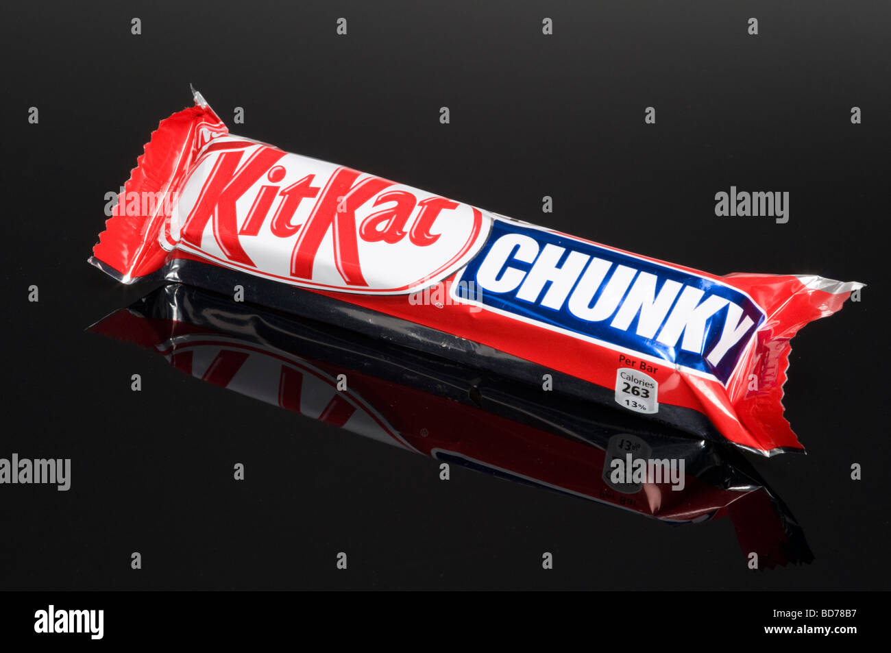 Nestle KitKat Chunky Chocolate Bar On Black Background Shot In Studio