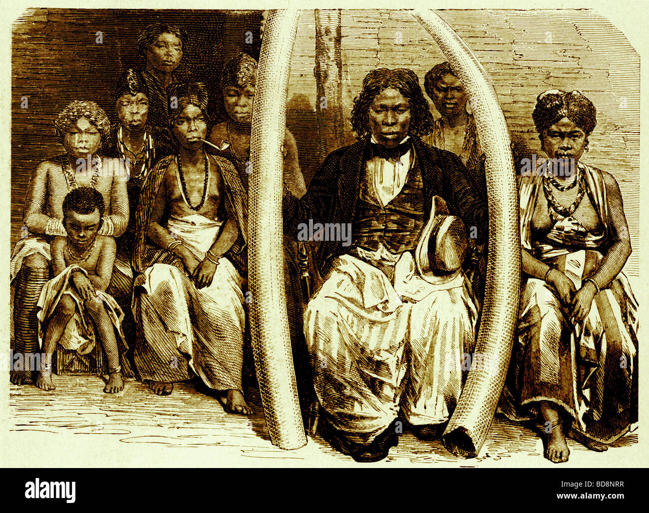 King of Dahomey and his wives Illustration from The Story of Man by J