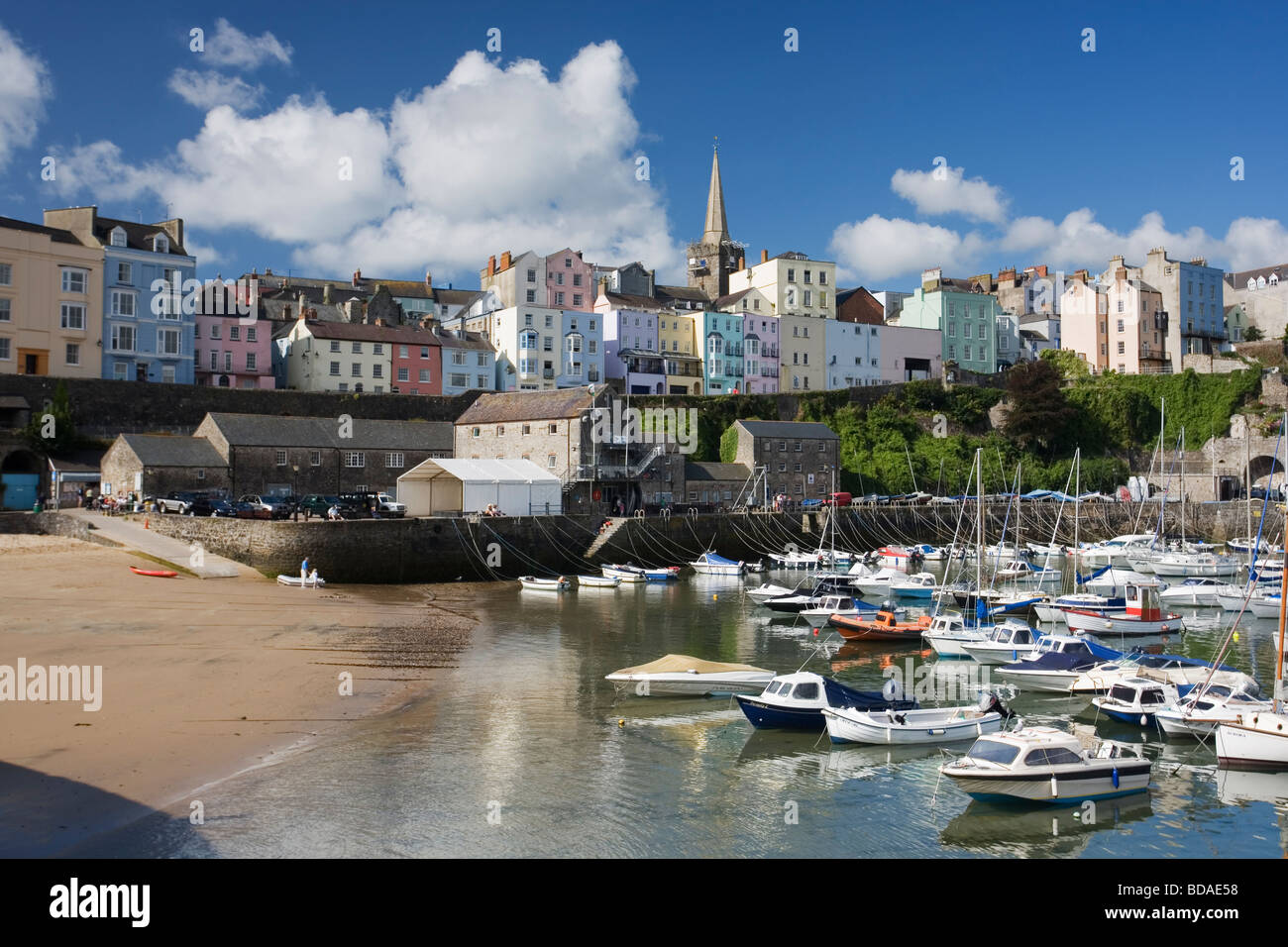 The Harbour of the Picturesque Welsh fishing Village of Tenby Stock