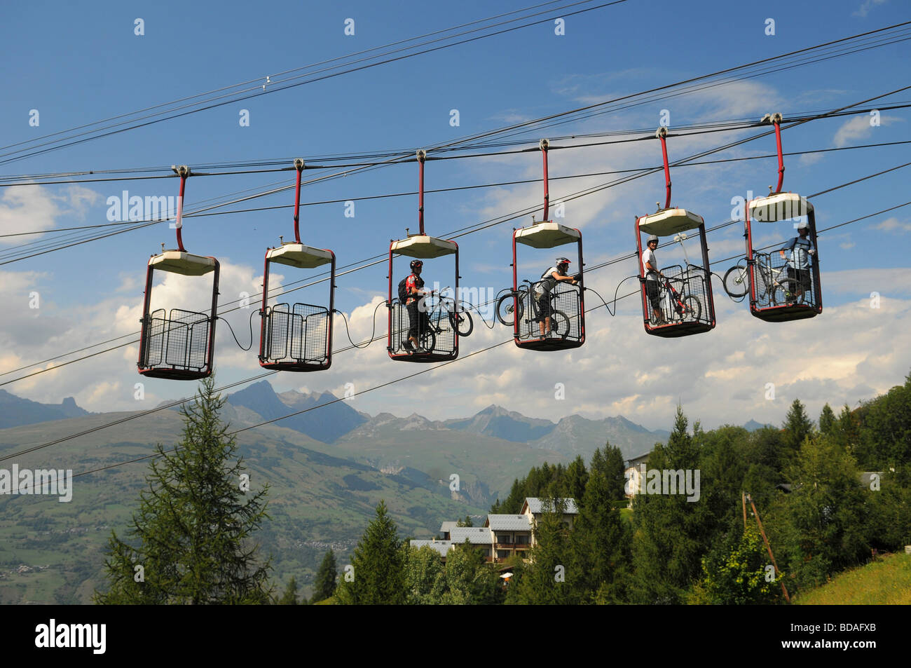 A Group Of Mountain Bikers Use An Unusual Ski Lift In Les Arcs In intended for How To Use Ski Lift