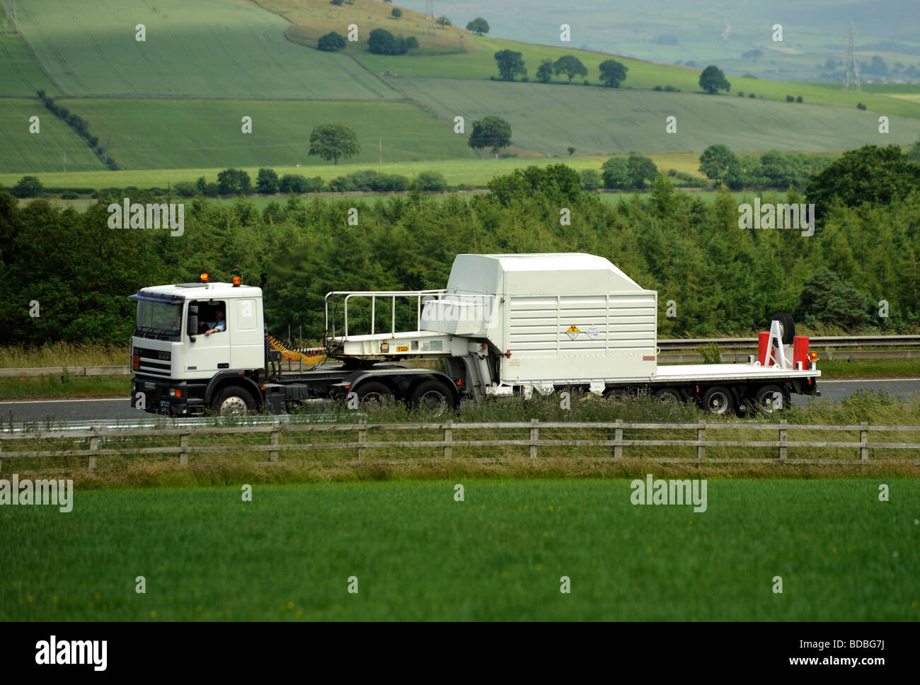 Leyland DAF truck carrying a load of radioactive nuclear material in