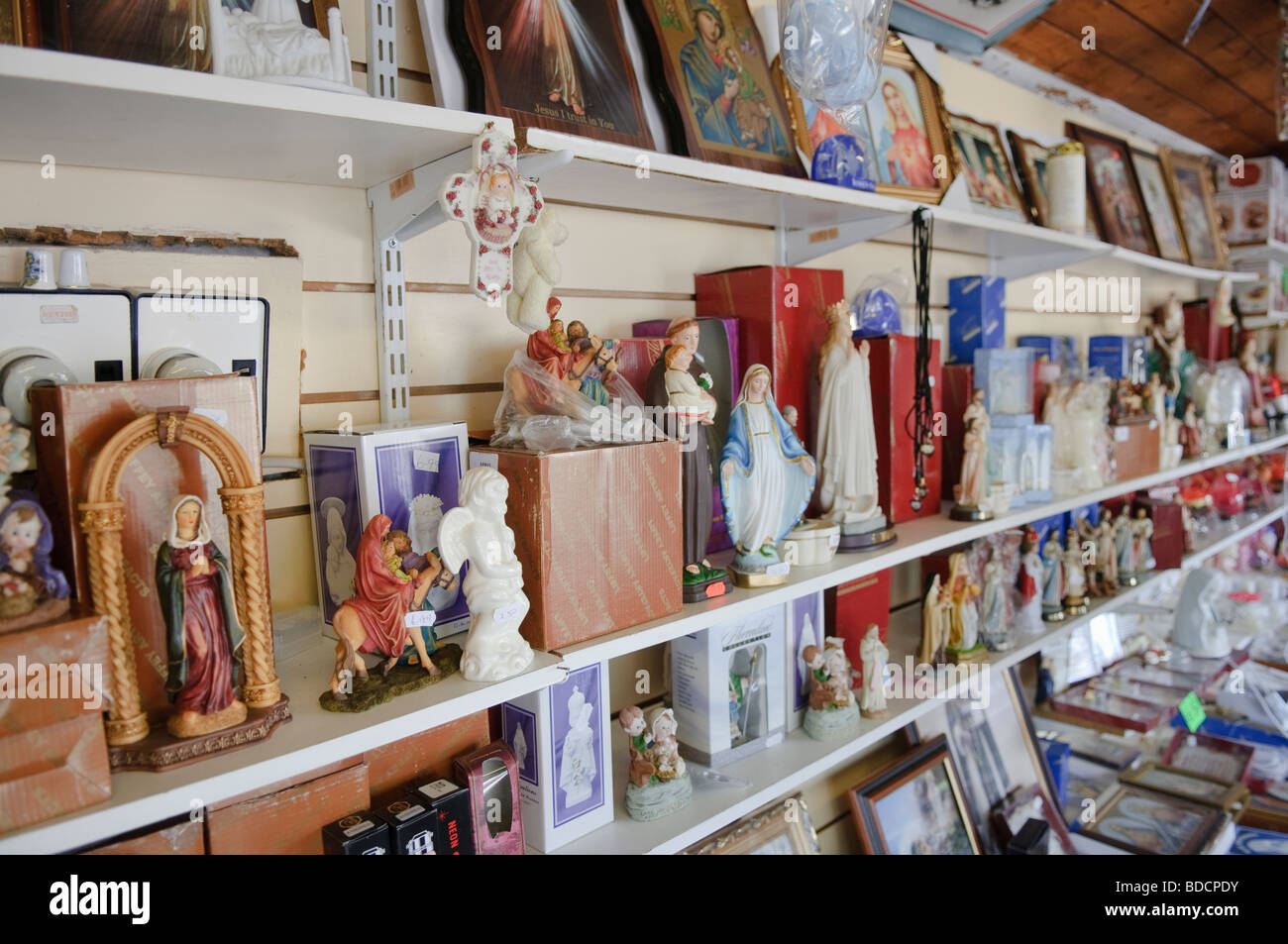 Roman Catholic souvenir shop, Knock, Ireland Stock Photo, Royalty Free