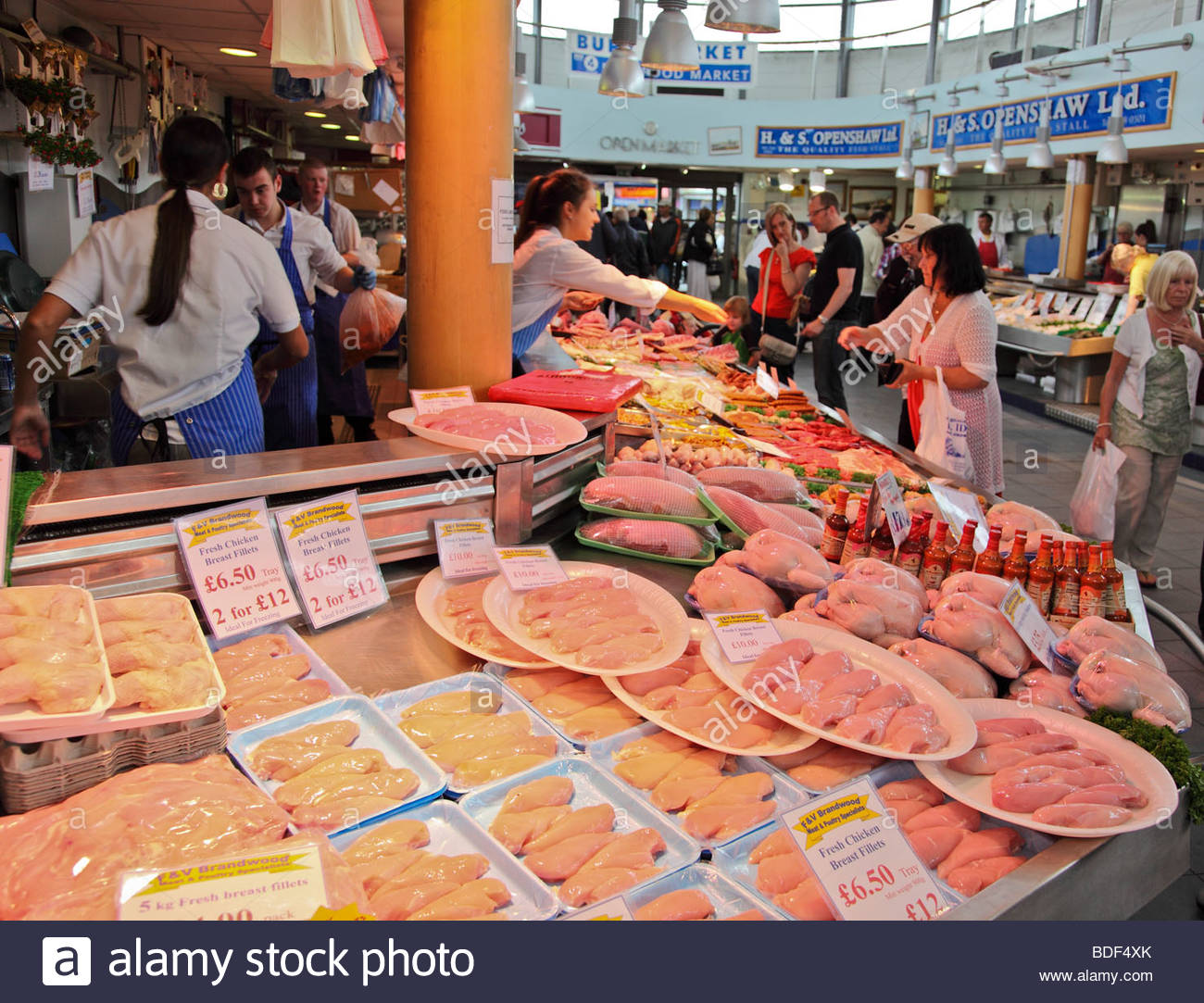 Fish and Meat Hall Bury Market Bury England Stock Photo, Royalty Free