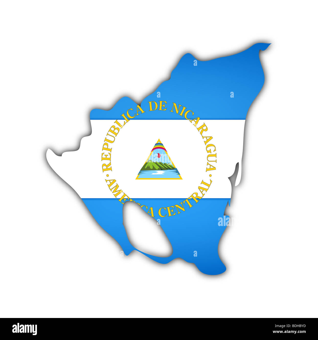 Map And Flag Of Nicaragua With Shadow On White Background Stock Photo Alamy