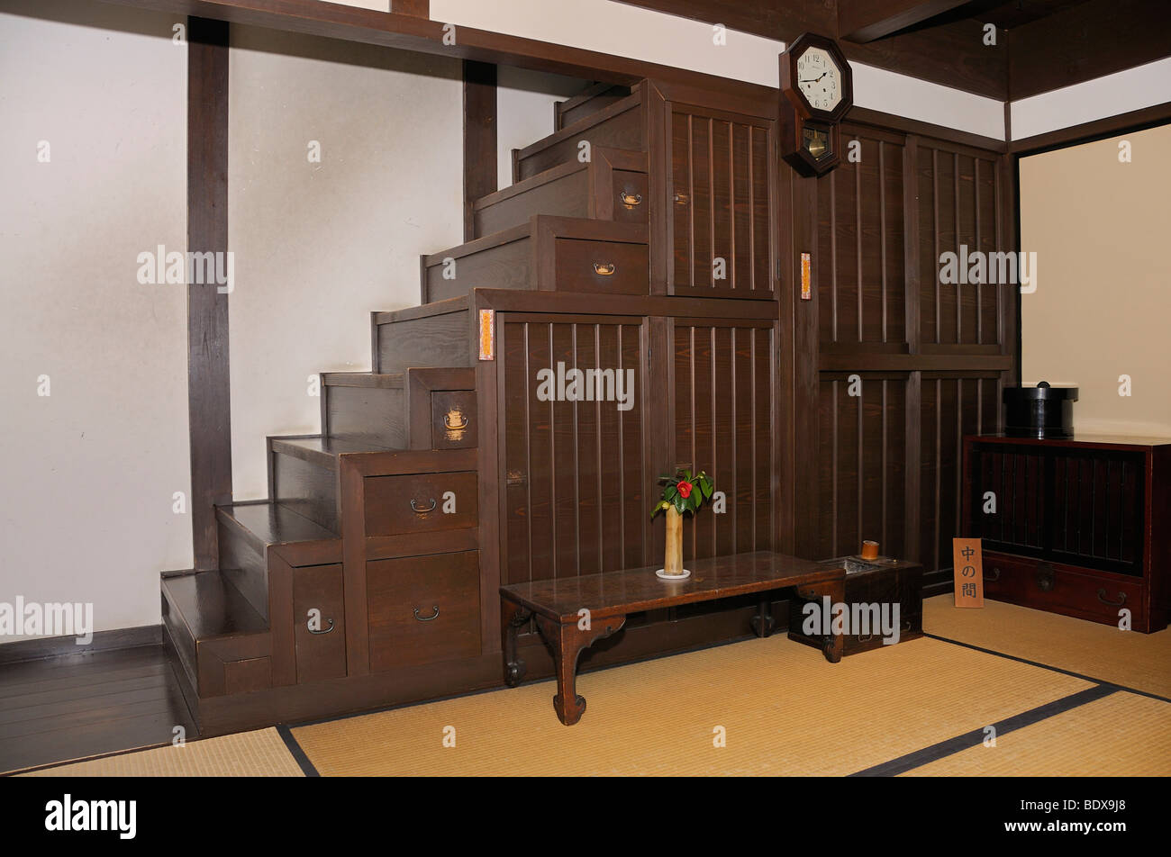 Typical stair cupboard in an old trading house, now a museum, nara ...