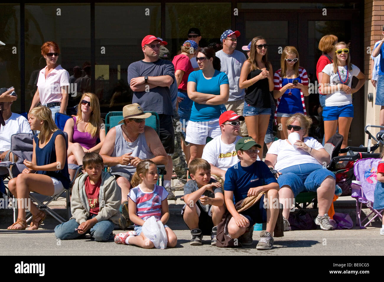 People watching a 4th of July parade in Cascade, Idaho, USA Stock Photo